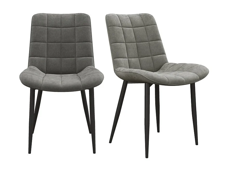 SACHA-Set di 2 sedie in velluto grigio carbone