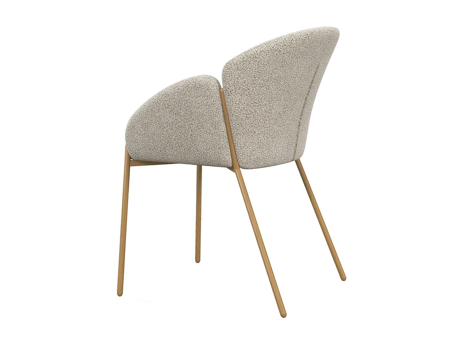 CANDICE-Chaise en tissu Cozy Mastic et métal chêne (x2)