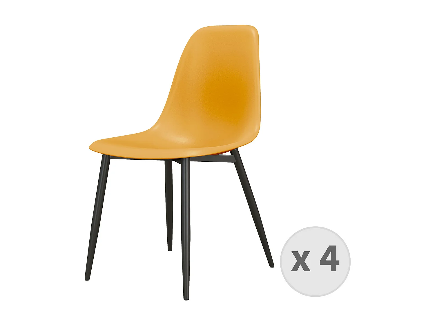 ESTER-Sedia in metallo senape e nero (x4)