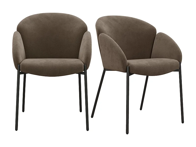 CANDICE-Silla en tejido Taupe y patas de metal negro (x2)