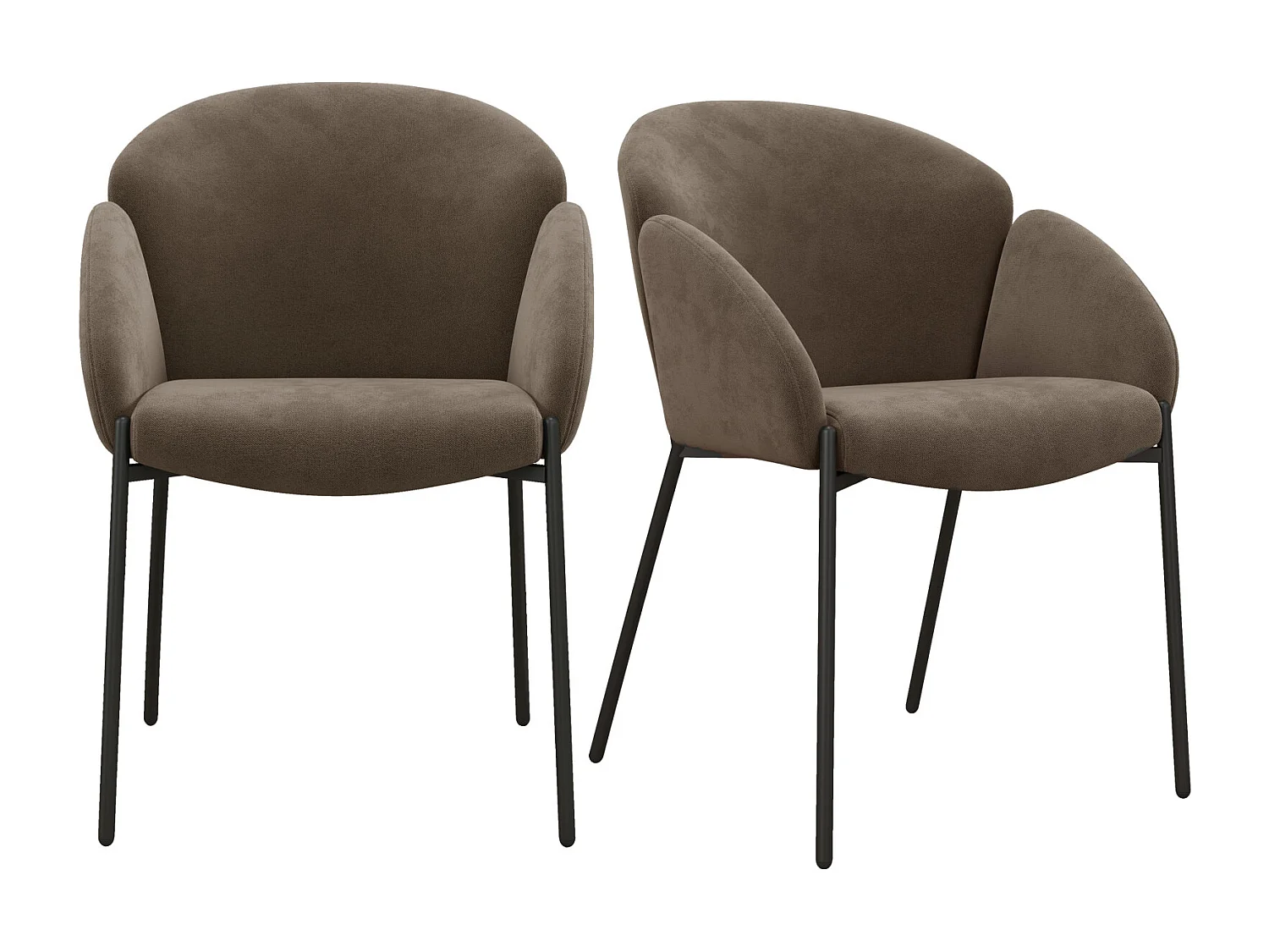 CANDICE-Chaise en tissu Taupe (x2)