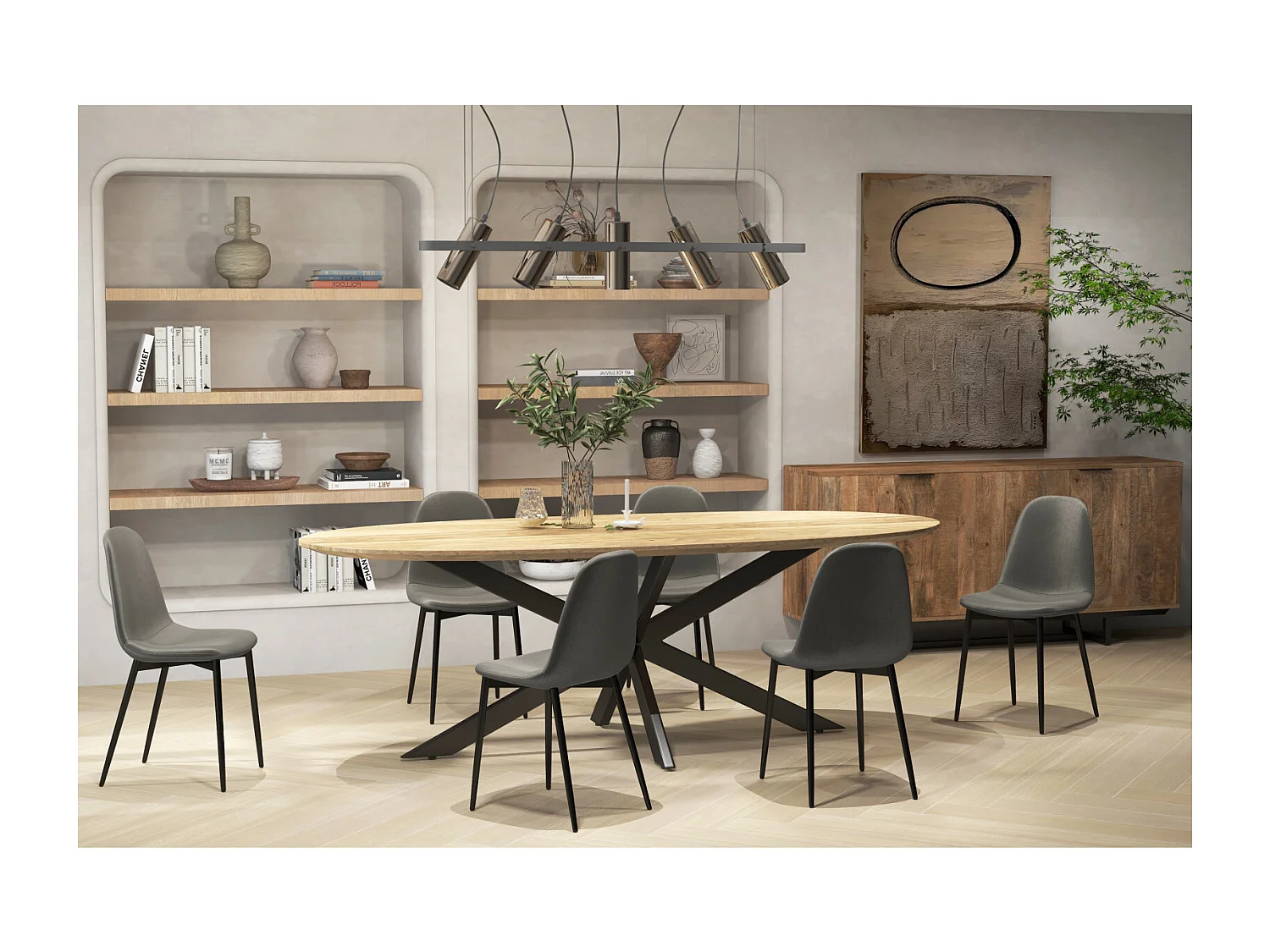 SALLY-Chaise en Velours Gris Carbone et métal noir (x4)