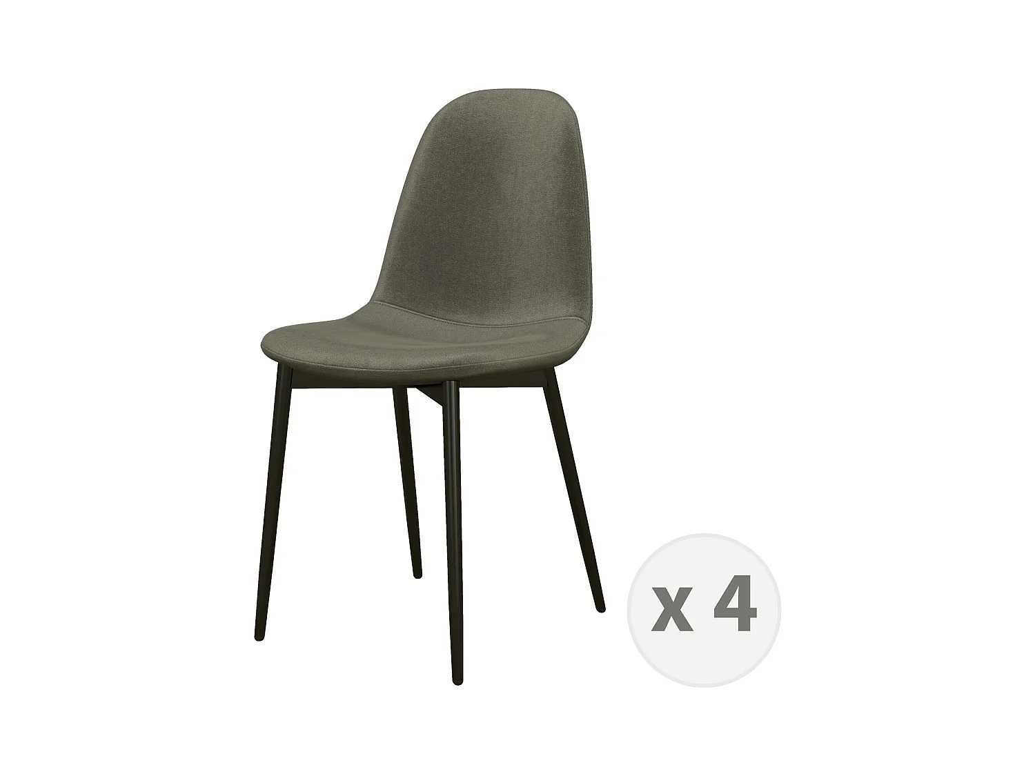 SALLY-Silla de terciopelo gris con patas de metal (x4)