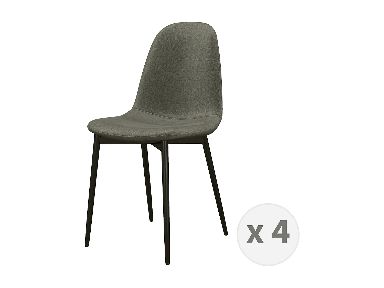 SALLY-Chaise en Velours Gris Carbone et métal noir (x4)