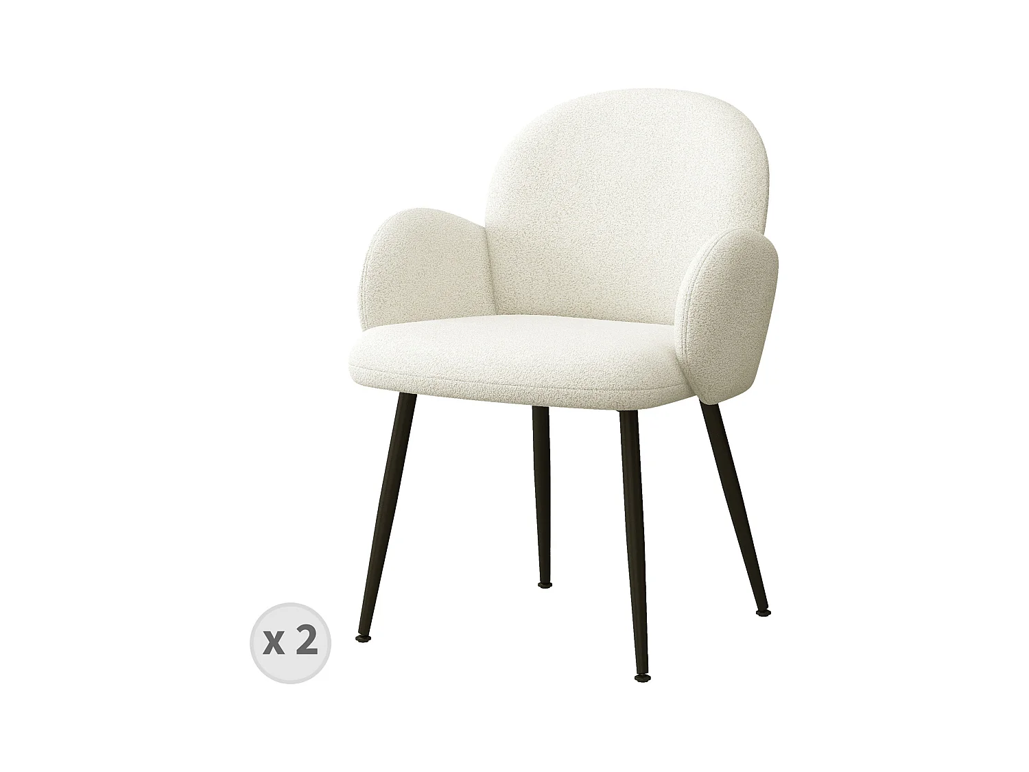 ALICE-Chaise en tissu Cozy Ecru (x2)