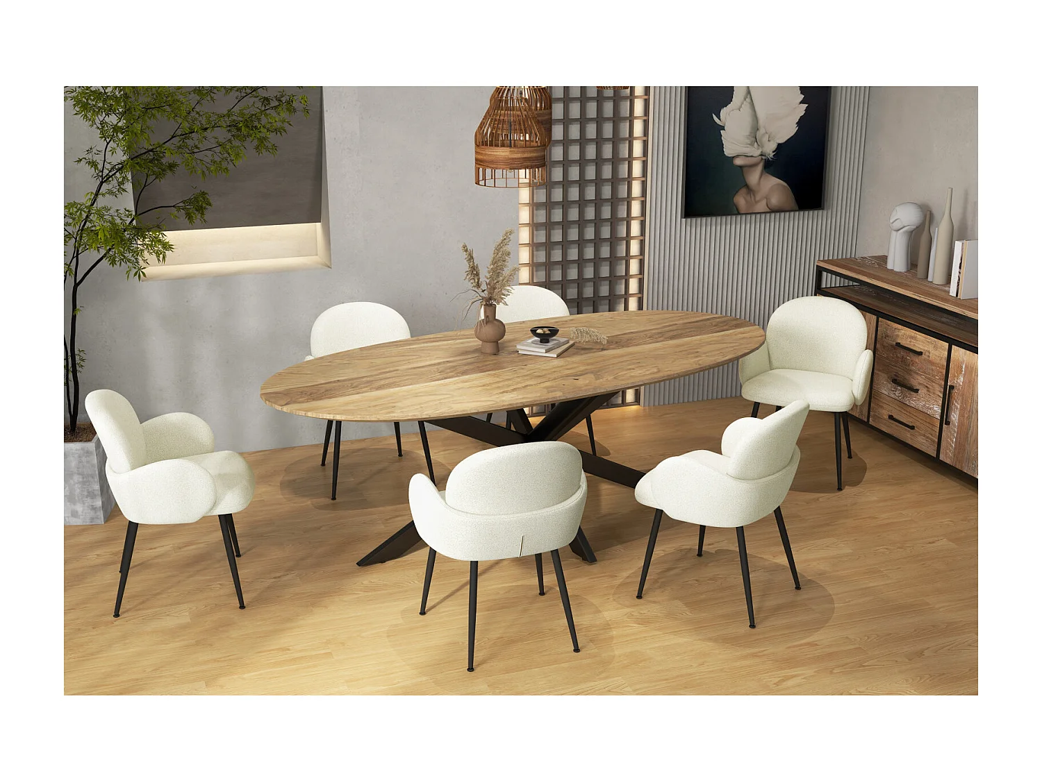 ALICE-Sedia in tessuto Cozy Ecru (x2)