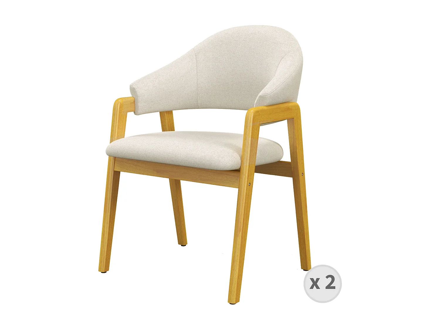 WOOL-Silla de tela de lino y madera natural (x2)