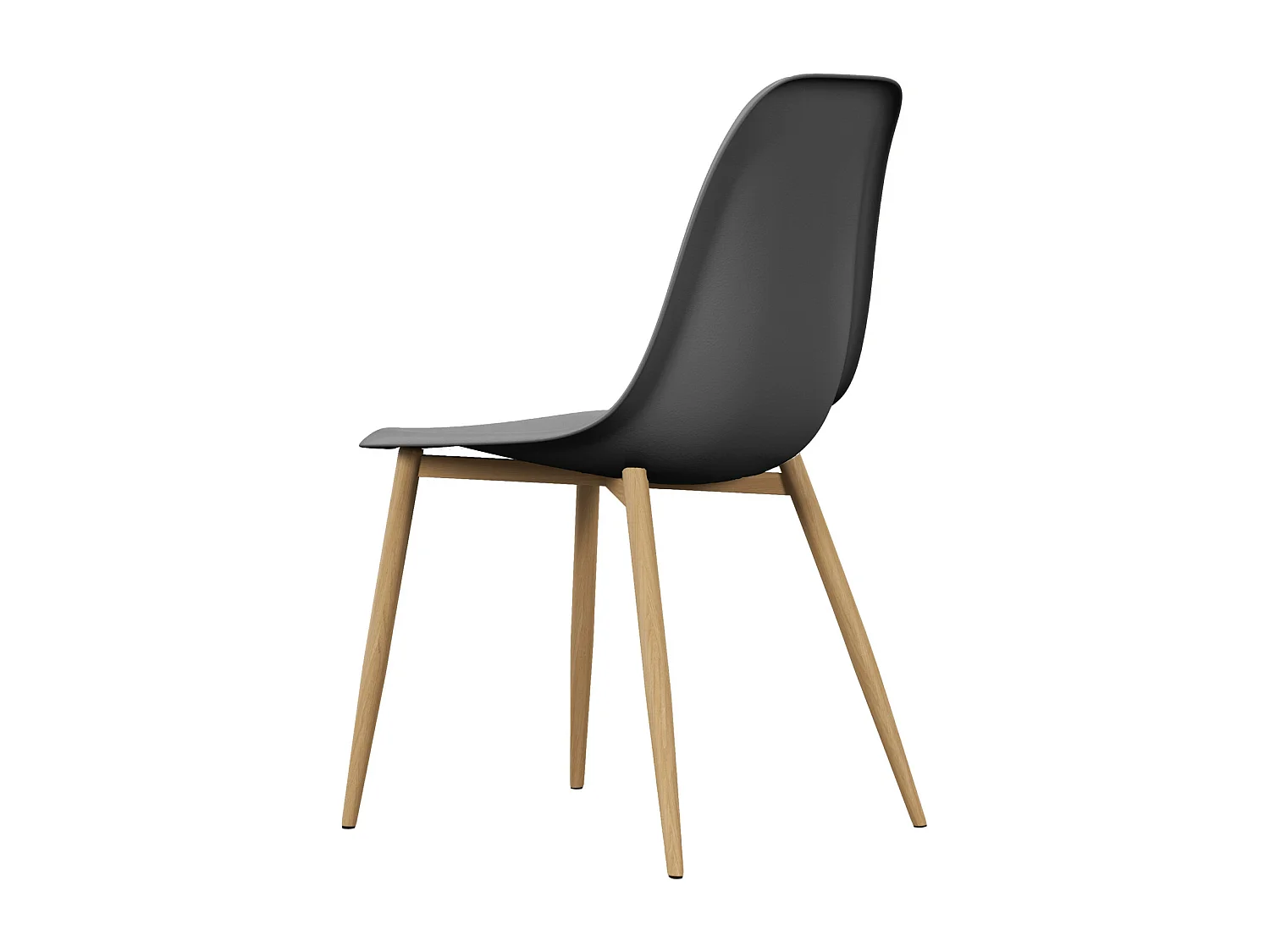 ESTER-Chaise Coque Noire et métal chêne (x2)