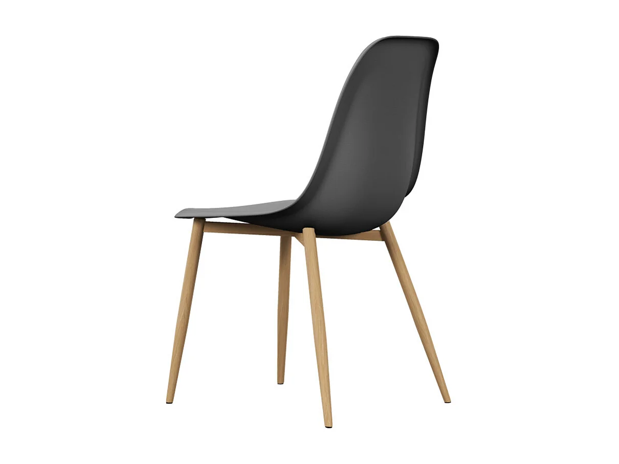 ESTER-Chaise Coque Noire et métal chêne (x2)