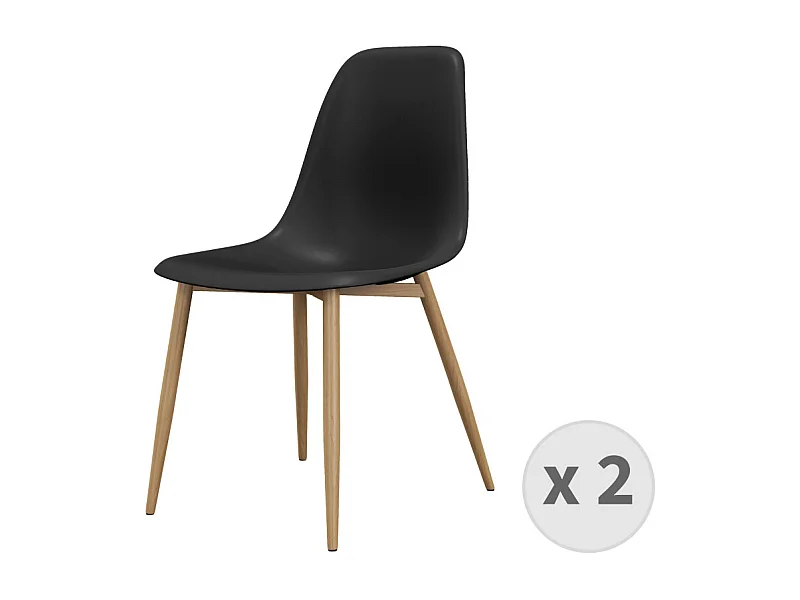 ESTER-Sedia nera e metallo rovere (x2)