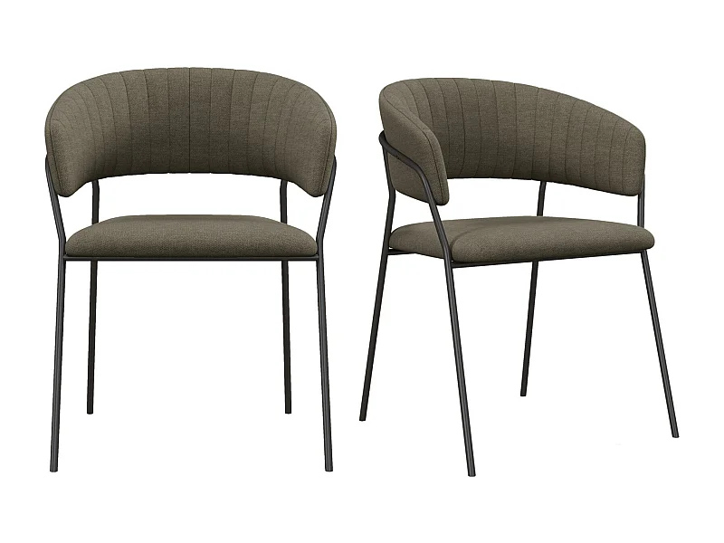LUCA-Fauteuils de table en tissu Taupe (x2)