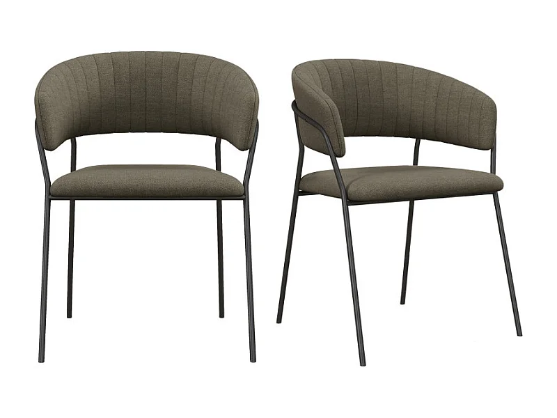 LUCA-Fauteuils de table en tissu Taupe (x2)
