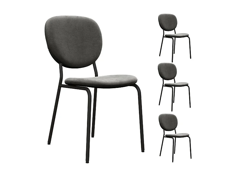 ANAIS-Chaise en Velours Gris Carbone et métal noir (x4)