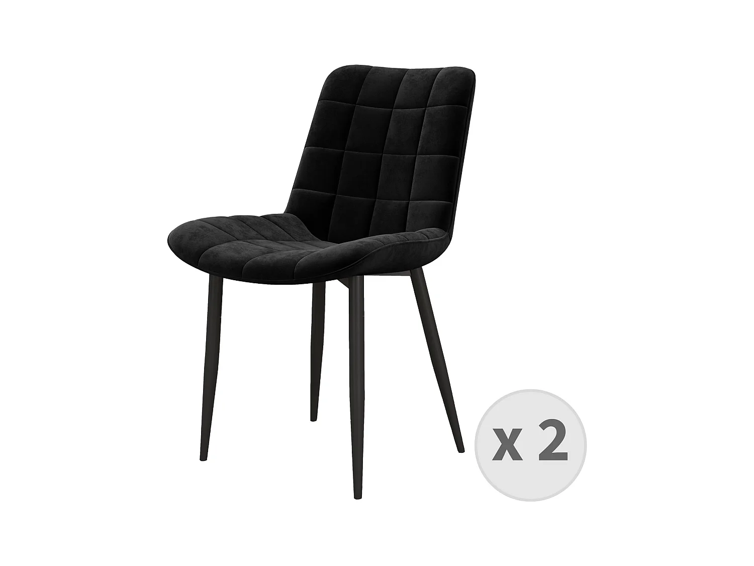 SACHA-Silla terciopelo y metal negro (x2)
