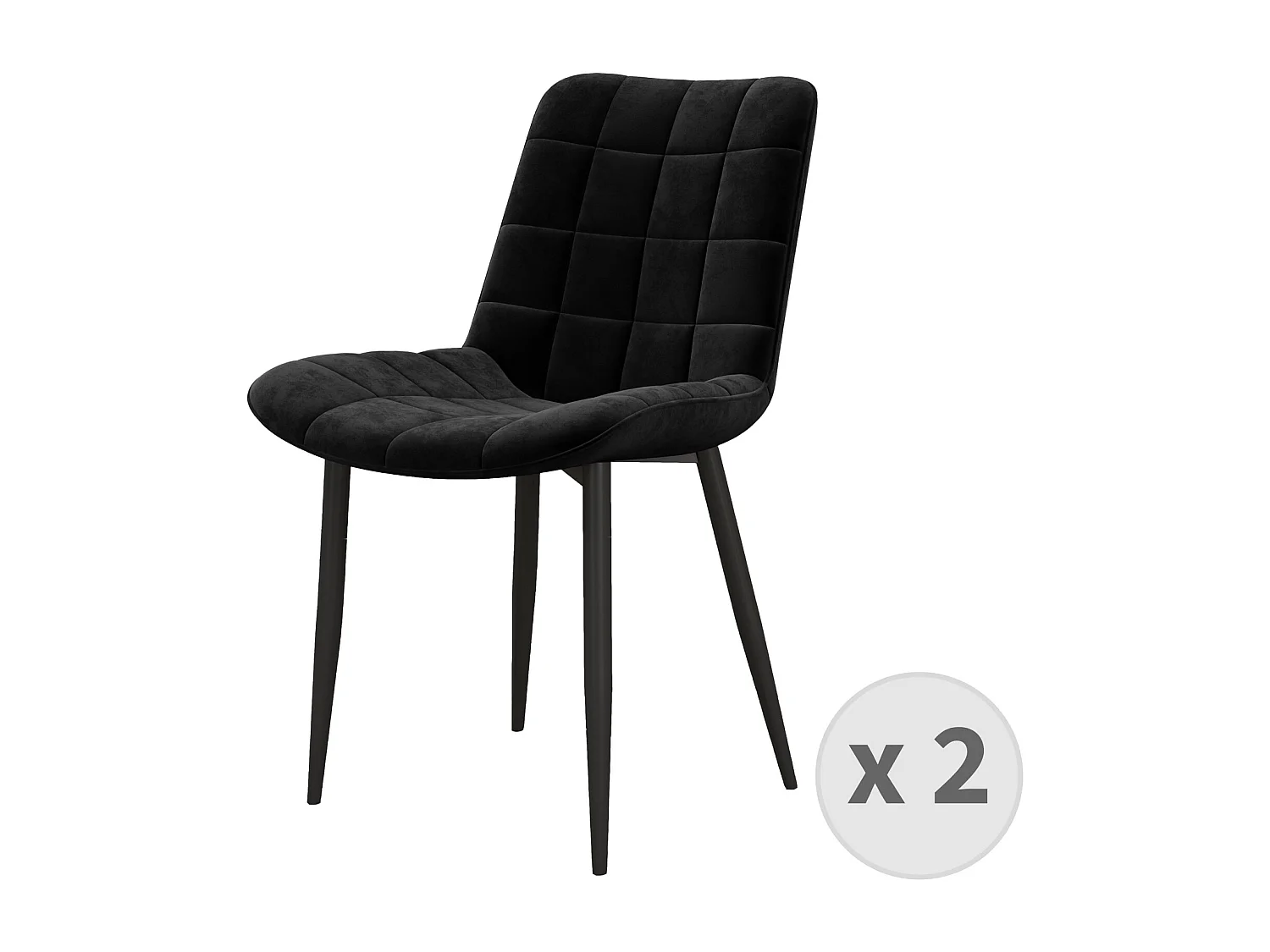SACHA-Chaise en Velours et métal noir (x2)