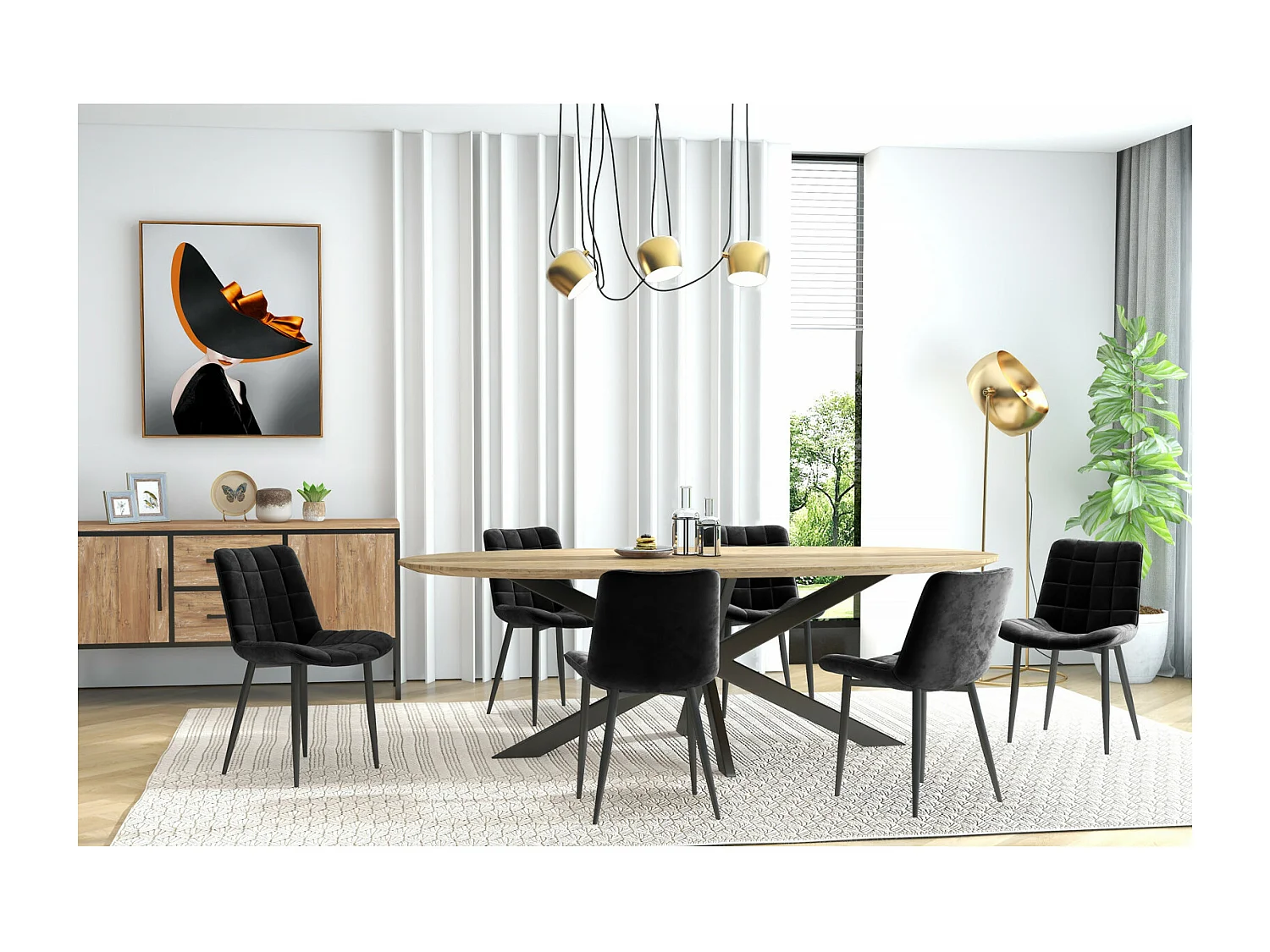 SACHA-Chaise en Velours et métal noir (x2)