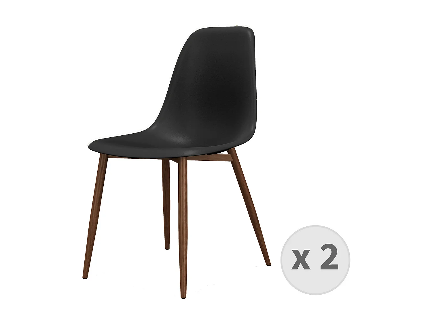 ESTER-Silla negra y metal nogal (x2)