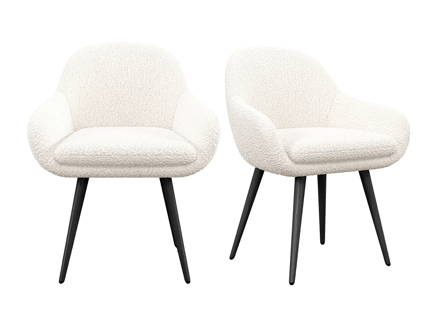 CANCUN-Sedia in tessuto Ecru e gambe in metallo nero (x2)