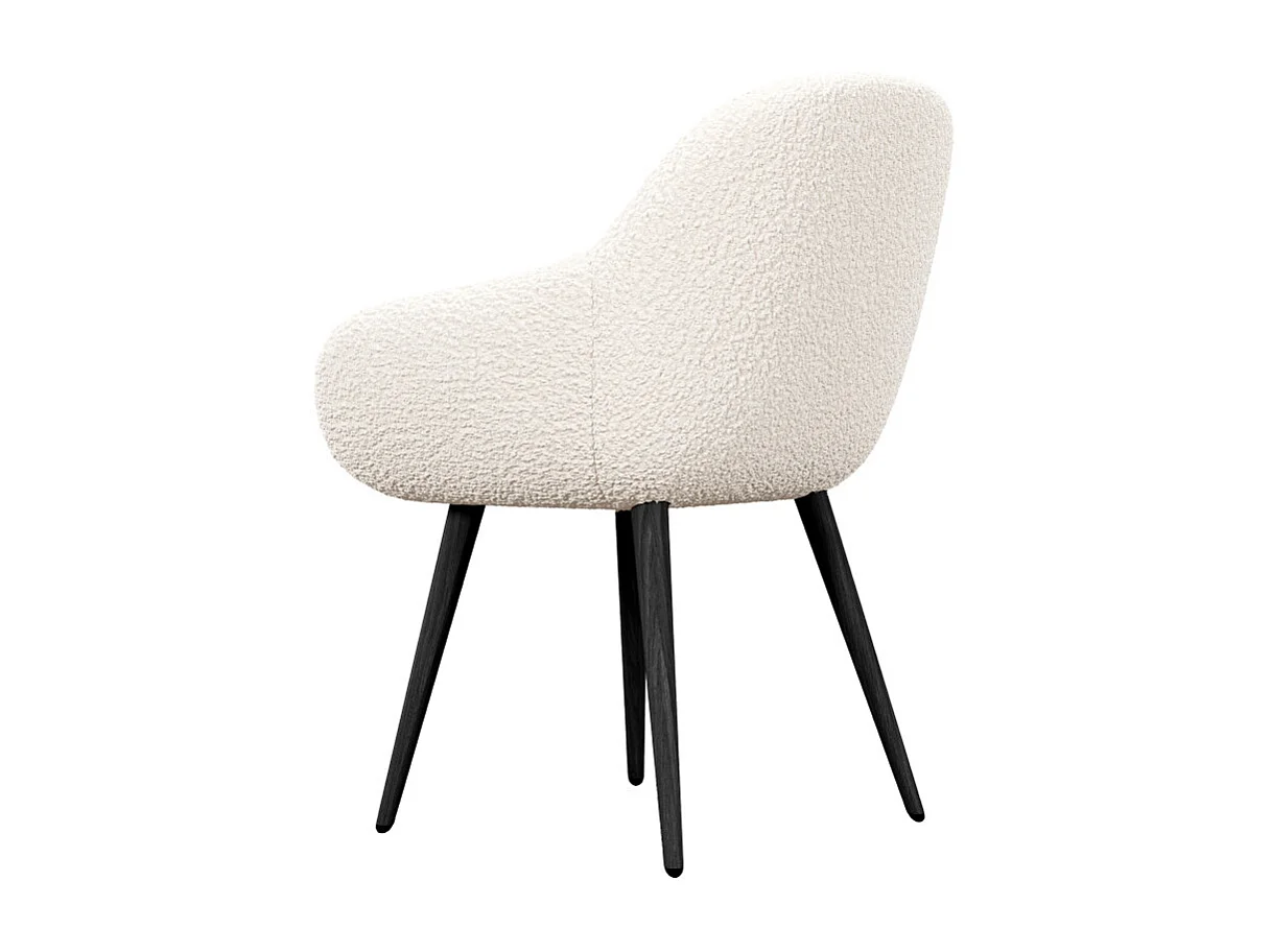 CANCUN-Sedia in tessuto Ecru e gambe in metallo nero (x2)