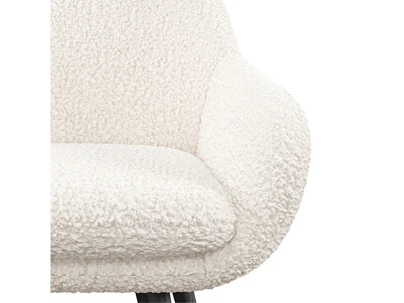 CANCUN-Sedia in tessuto Ecru e gambe in metallo nero (x2)