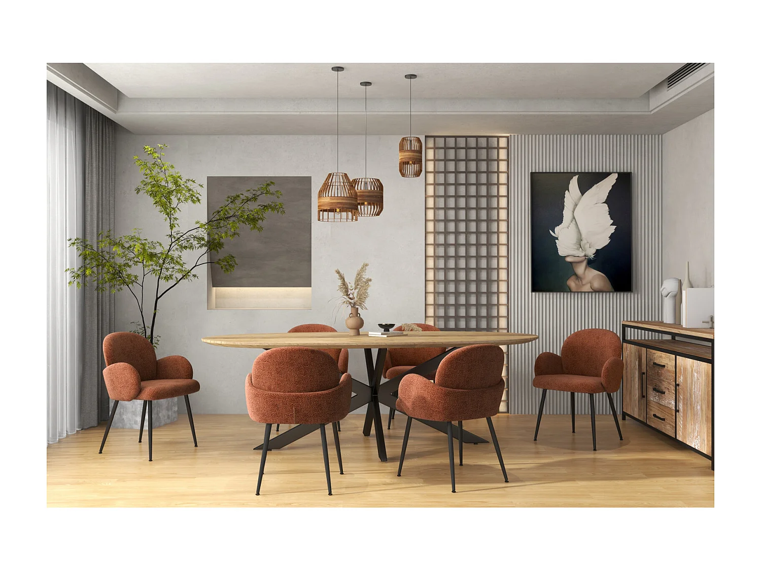 ALICE-Sedia in tessuto Cozy Terracota (x2)