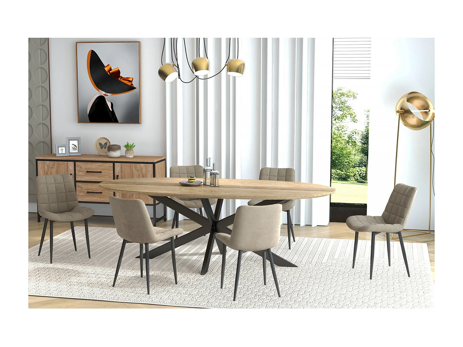 SACHA-Chaise en Velours Taupe (x2)