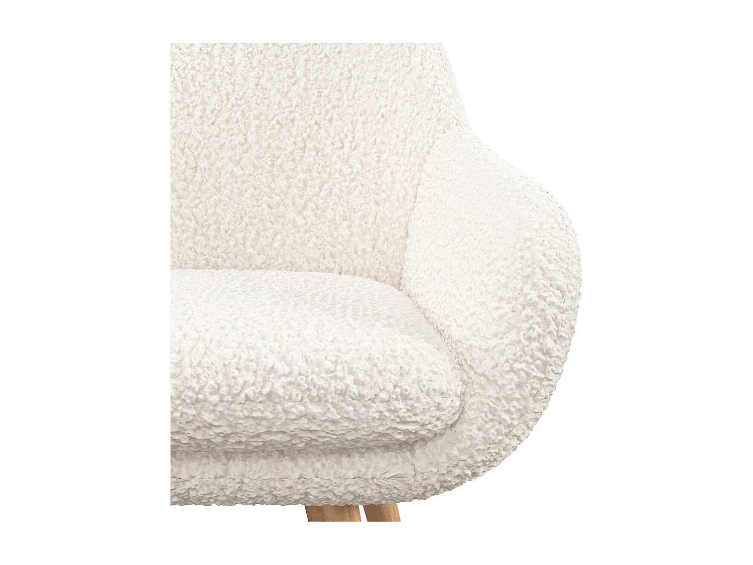 CANCUN-Sedia in tessuto Ecru e gambe con decoro legno (x2)