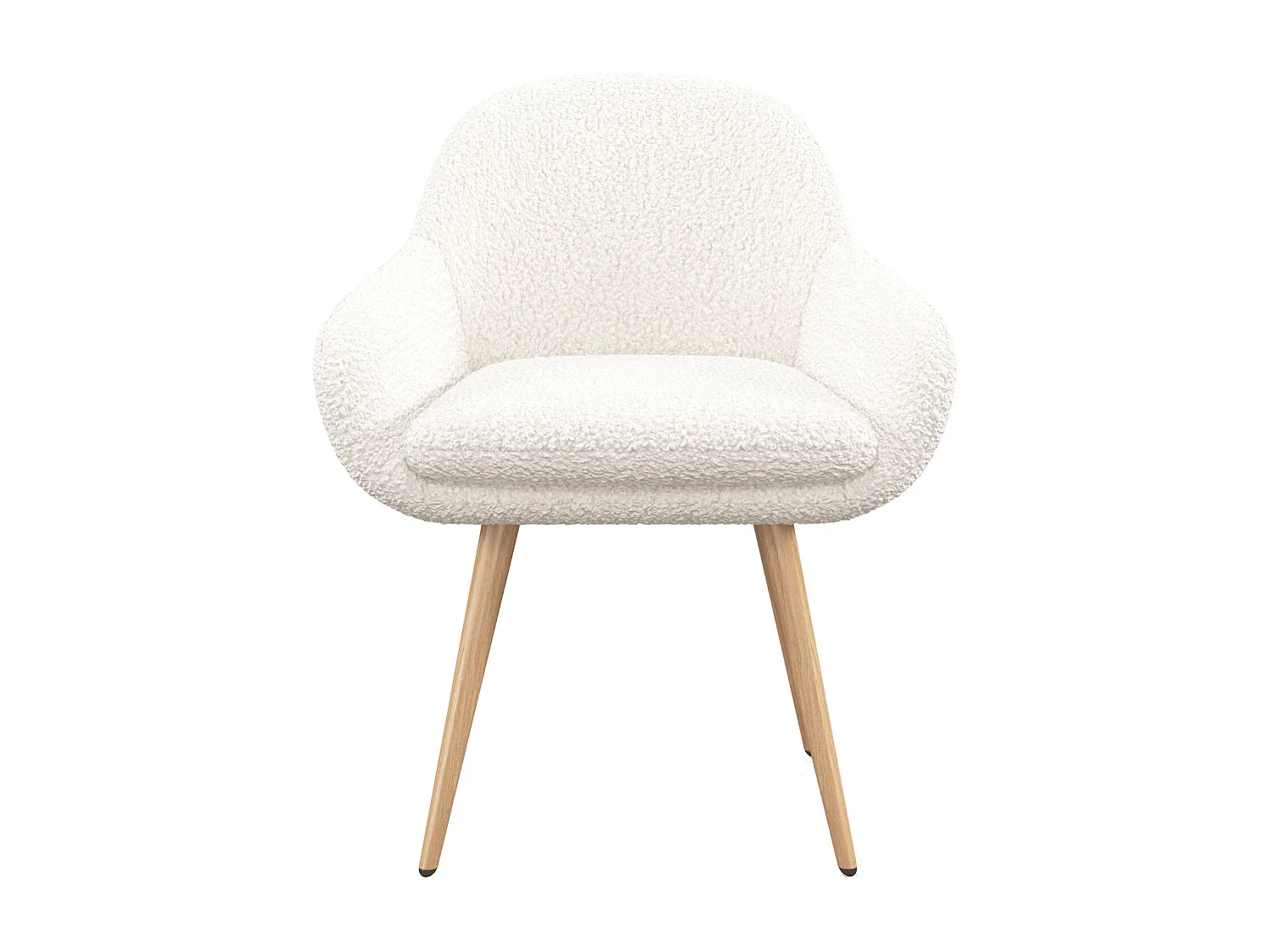 CANCUN-Sedia in tessuto Ecru e gambe con decoro legno (x2)