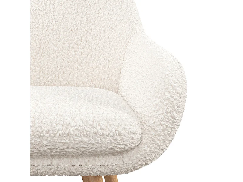 CANCUN-Sedia in tessuto Ecru e gambe con decoro legno (x2)