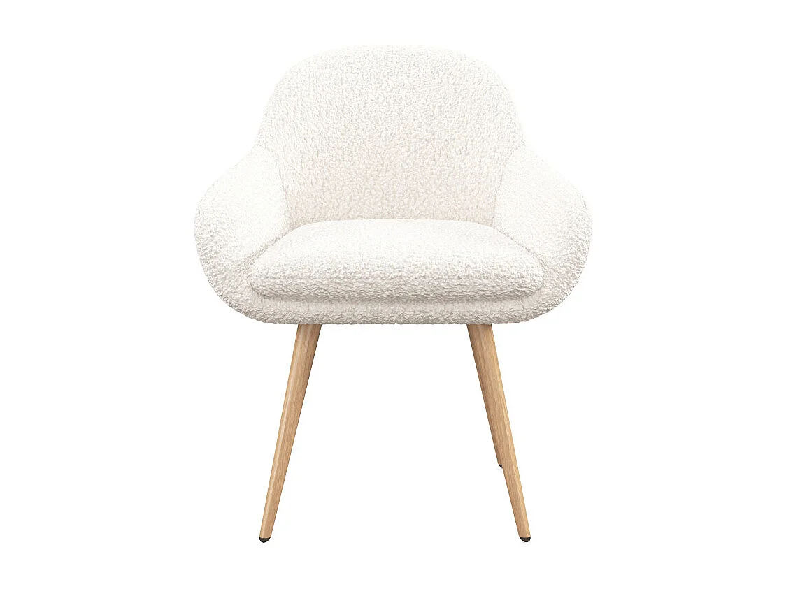 CANCUN-Sedia in tessuto Ecru e gambe con decoro legno (x2)