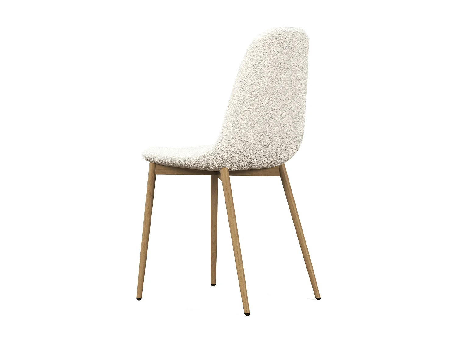 SALLY-Chaise en tissu bouclette Ecru et métal bois (x4)