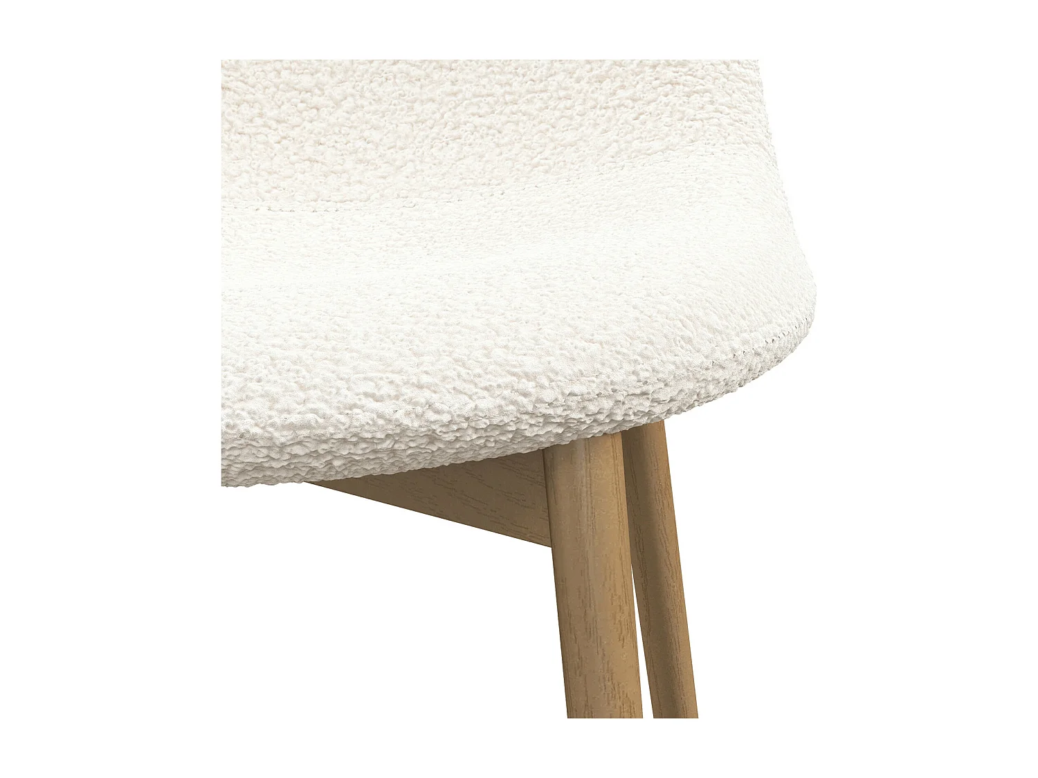 SALLY-Chaise en tissu bouclette Ecru et métal bois (x4)