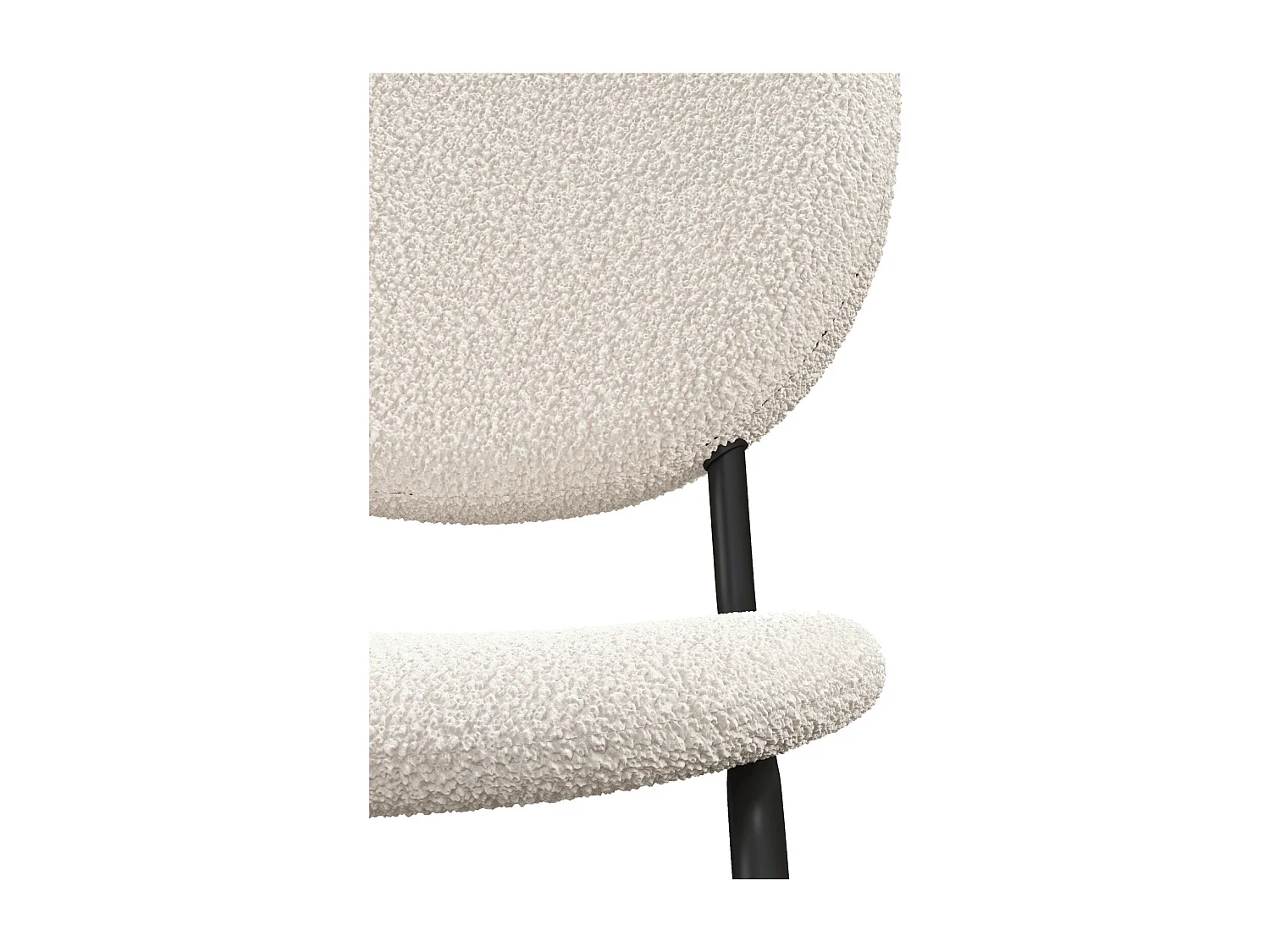 ANAIS-Chaise en tissu bouclette Ecru et métal noir (x4)