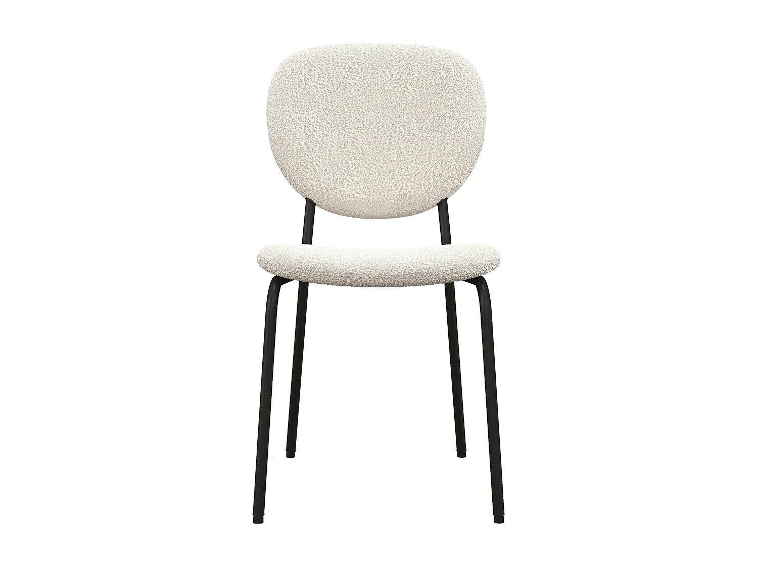 ANAIS-Chaise en tissu bouclette Ecru et métal noir (x4)