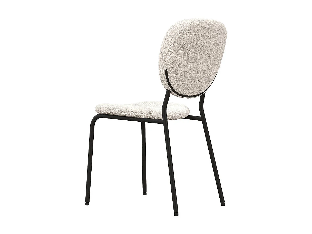 ANAIS-Chaise en tissu bouclette Ecru et métal noir (x4)