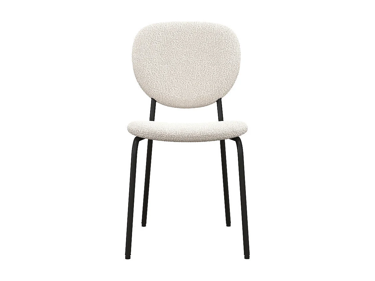 ANAIS-Chaise en tissu bouclette Ecru et métal noir (x4)