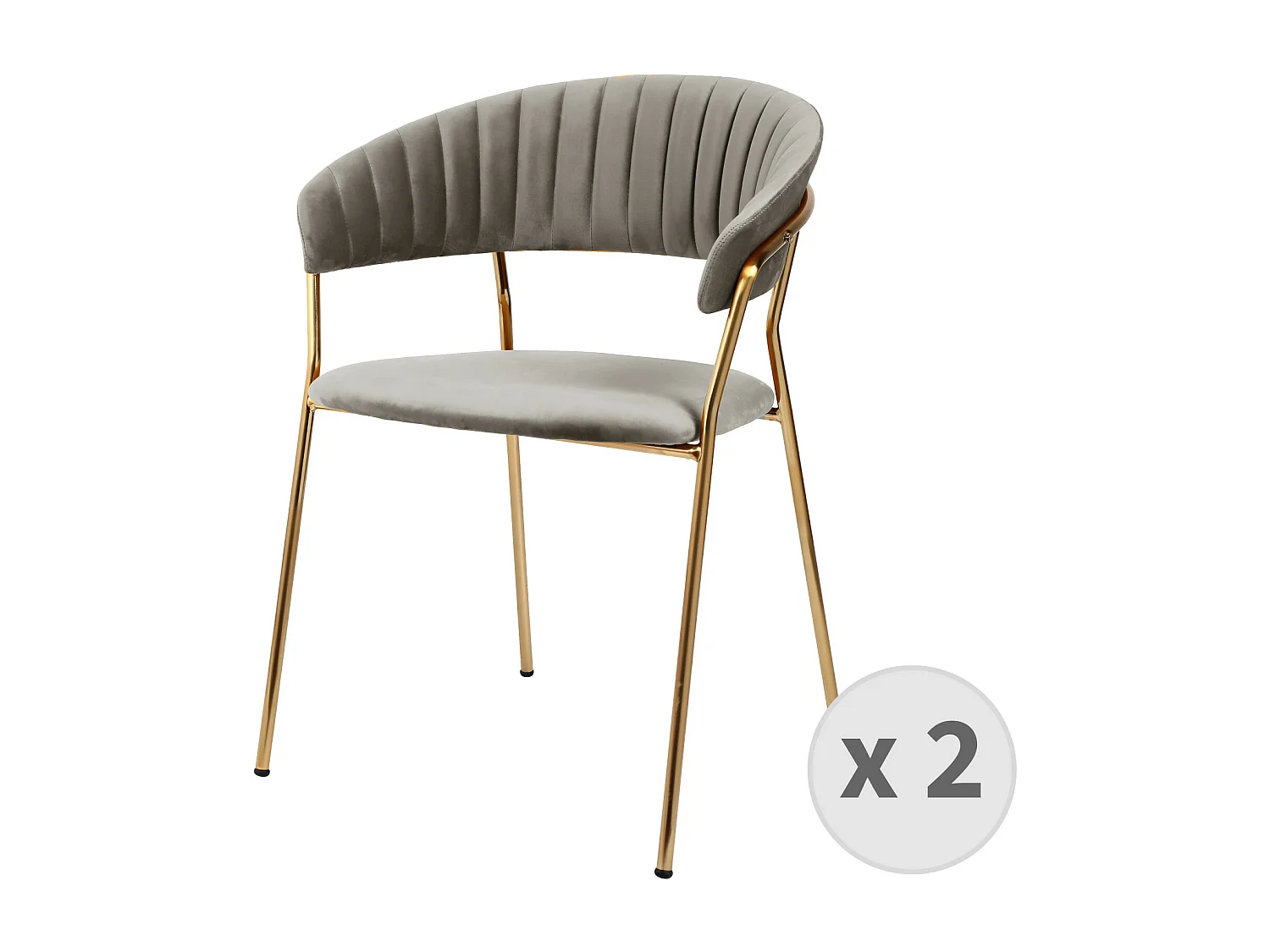 HUGO-Sedia in velluto marrone e metallo dorato (x2)