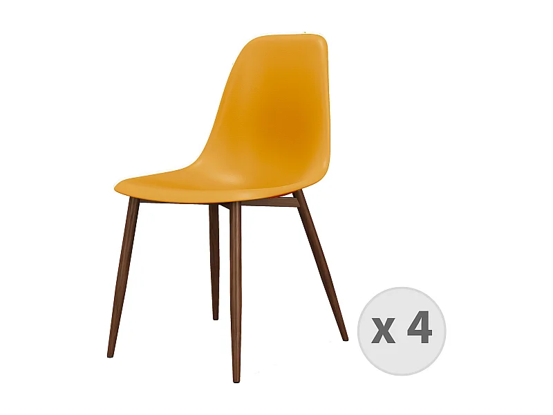 ESTER-Silla metal mostaza y nogal (x4)