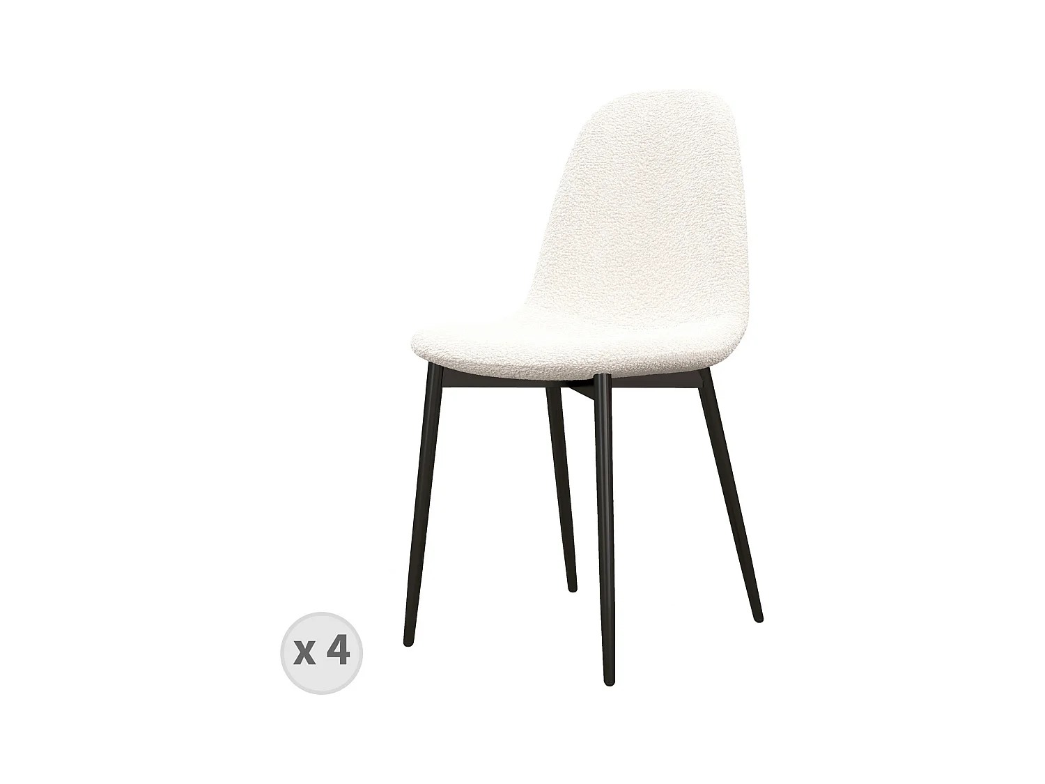 SALLY-Chaise en tissu bouclette Ecru (x4)