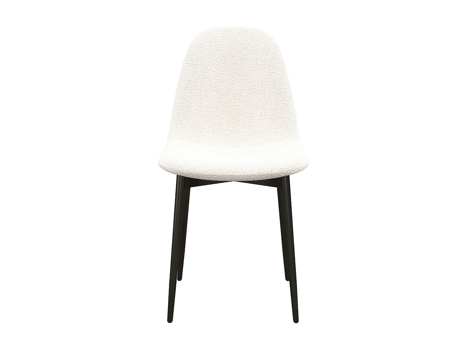 SALLY-Sedia in tessuto riccio ecru con gambe in metallo (x4)