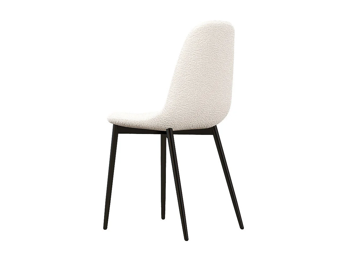 SALLY-Sedia in tessuto riccio ecru con gambe in metallo (x4)