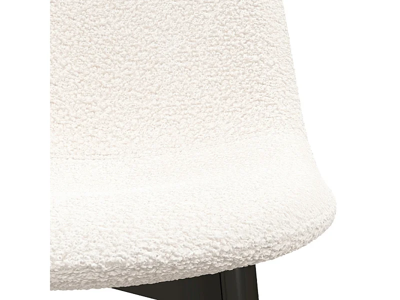 SALLY-Sedia in tessuto riccio ecru con gambe in metallo (x4)