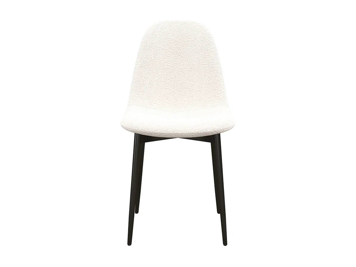 SALLY-Sedia in tessuto riccio ecru con gambe in metallo (x4)