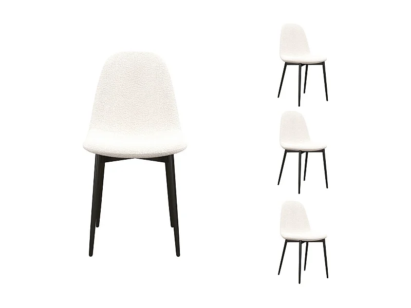 SALLY-Chaise en tissu bouclette Ecru (x4)