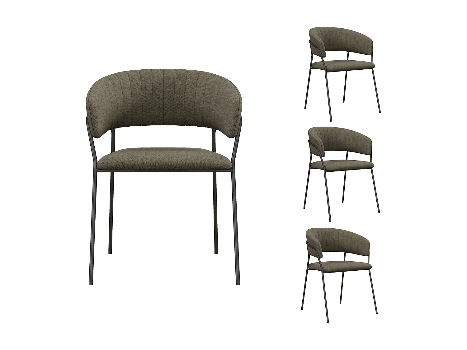 LUCA-Sillón de mesa marrón y  de metal negro (x4)