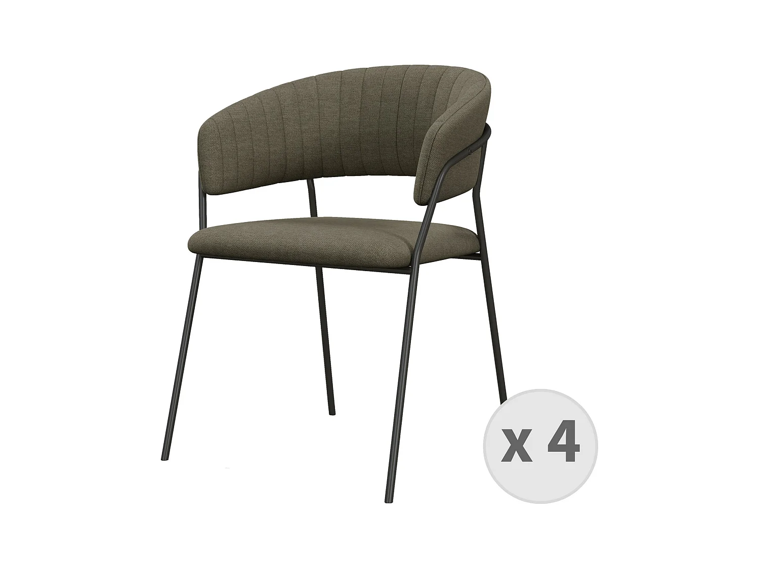 LUCA-Sillón de mesa marrón y  de metal negro (x4)