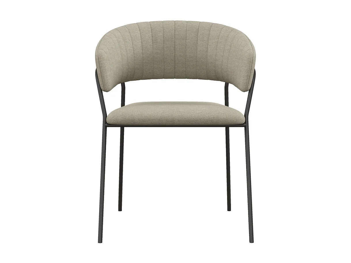 LUCA-Sillón de mesa color lino y  de metal negro (x2)