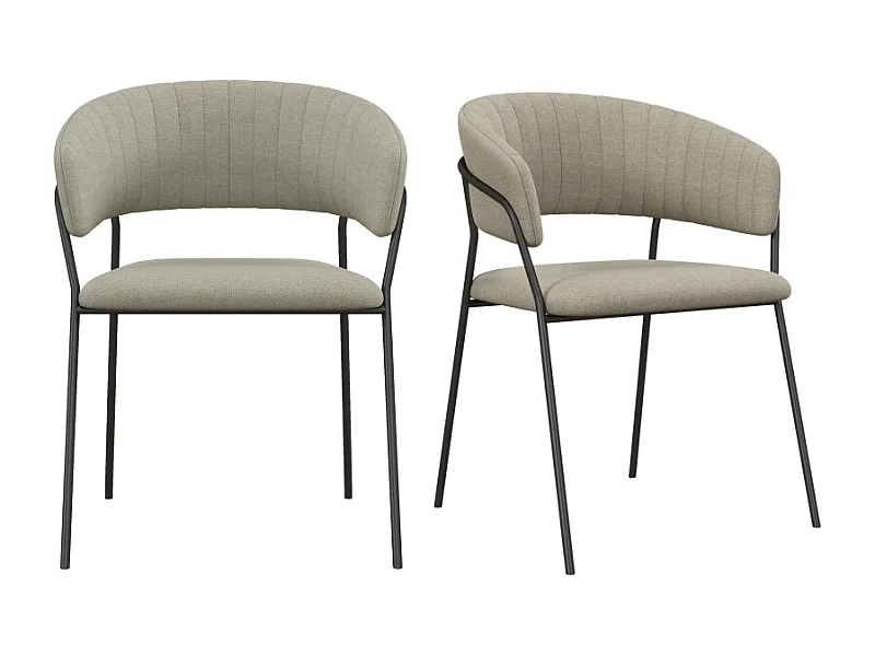 LUCA-Fauteuil de table en tissu Lin (x2)