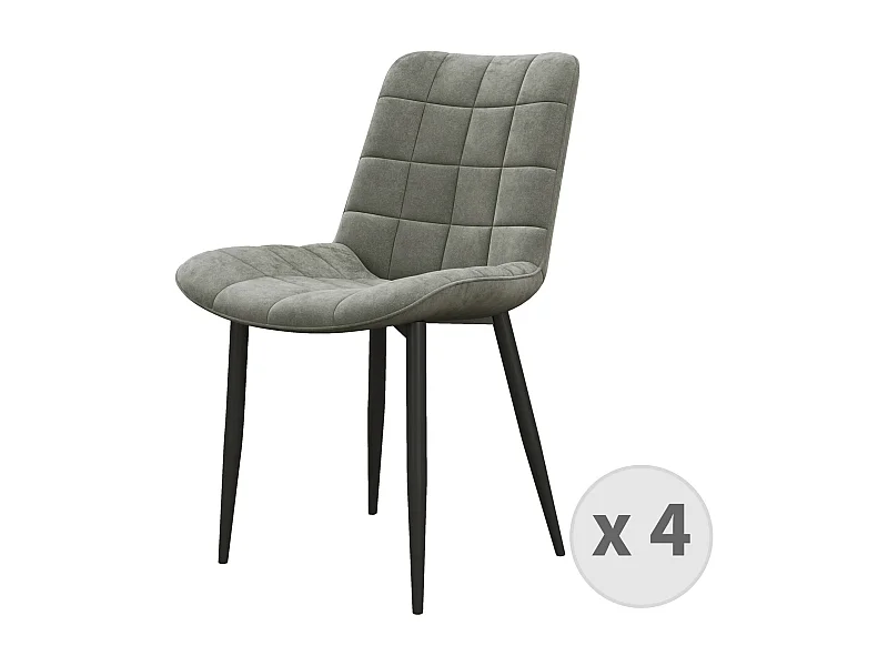 SACHA-Chaise en Velours Gris Carbone et métal noir (x4)