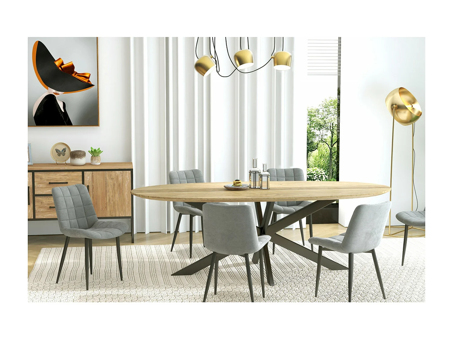 SACHA-Chaise en Velours Gris Carbone et métal noir (x4)